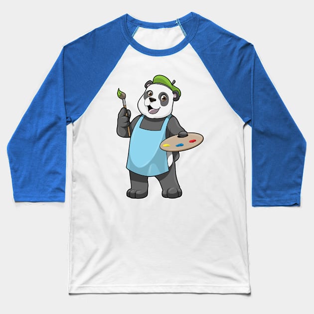 Panda as Painter with Brush & Colour Baseball T-Shirt by Markus Schnabel